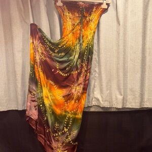 Boho Multicolor Women's strapless maxi Dress tube top S